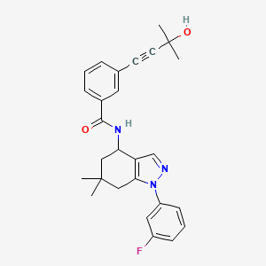 molecular formula C27H28FN3O2 B6004152 N-[1-(3-fluorophenyl)-6,6-dimethyl-4,5,6,7-tetrahydro-1H-indazol-4-yl]-3-(3-hydroxy-3-methyl-1-butyn-1-yl)benzamide 