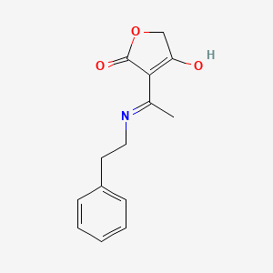 molecular formula C14H15NO3 B6004160 3-{1-[(2-phenylethyl)amino]ethylidene}-2,4(3H,5H)-furandione 