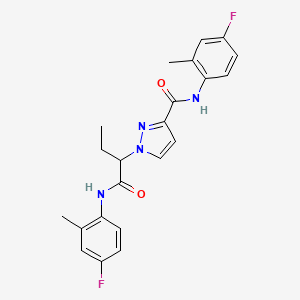 molecular formula C22H22F2N4O2 B6004164 N-(4-fluoro-2-methylphenyl)-1-(1-{[(4-fluoro-2-methylphenyl)amino]carbonyl}propyl)-1H-pyrazole-3-carboxamide 
