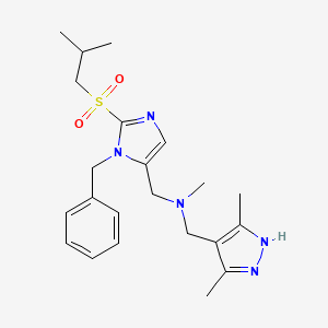 molecular formula C22H31N5O2S B6004170 1-[1-benzyl-2-(isobutylsulfonyl)-1H-imidazol-5-yl]-N-[(3,5-dimethyl-1H-pyrazol-4-yl)methyl]-N-methylmethanamine 