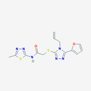 molecular formula C14H14N6O2S2 B6004204 2-{[4-allyl-5-(2-furyl)-4H-1,2,4-triazol-3-yl]thio}-N-(5-methyl-1,3,4-thiadiazol-2-yl)acetamide 