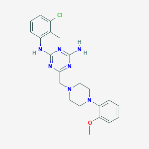 molecular formula C22H26ClN7O B6004206 N-(3-chloro-2-methylphenyl)-6-{[4-(2-methoxyphenyl)-1-piperazinyl]methyl}-1,3,5-triazine-2,4-diamine 