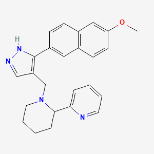 molecular formula C25H26N4O B6004211 2-(1-{[3-(6-methoxy-2-naphthyl)-1H-pyrazol-4-yl]methyl}-2-piperidinyl)pyridine 