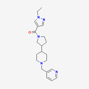 molecular formula C21H29N5O B6004228 3-[(4-{1-[(1-ethyl-1H-pyrazol-4-yl)carbonyl]-3-pyrrolidinyl}-1-piperidinyl)methyl]pyridine 