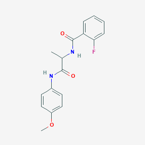 molecular formula C17H17FN2O3 B6004237 2-fluoro-N-{2-[(4-methoxyphenyl)amino]-1-methyl-2-oxoethyl}benzamide 