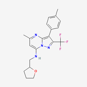 molecular formula C20H21F3N4O B6004253 5-methyl-3-(4-methylphenyl)-N-(tetrahydro-2-furanylmethyl)-2-(trifluoromethyl)pyrazolo[1,5-a]pyrimidin-7-amine 
