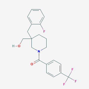 molecular formula C21H21F4NO2 B6004254 {3-(2-fluorobenzyl)-1-[4-(trifluoromethyl)benzoyl]-3-piperidinyl}methanol 
