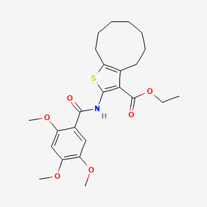 molecular formula C24H31NO6S B6004277 ethyl 2-[(2,4,5-trimethoxybenzoyl)amino]-5,6,7,8,9,10-hexahydro-4H-cyclonona[b]thiophene-3-carboxylate 