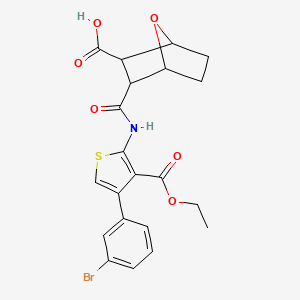 molecular formula C21H20BrNO6S B6004280 3-({[4-(3-bromophenyl)-3-(ethoxycarbonyl)-2-thienyl]amino}carbonyl)-7-oxabicyclo[2.2.1]heptane-2-carboxylic acid 