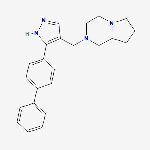 molecular formula C23H26N4 B6004286 2-{[3-(4-biphenylyl)-1H-pyrazol-4-yl]methyl}octahydropyrrolo[1,2-a]pyrazine 