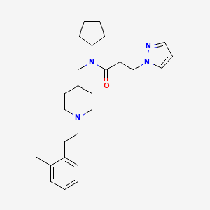 molecular formula C27H40N4O B6004288 N-cyclopentyl-2-methyl-N-({1-[2-(2-methylphenyl)ethyl]-4-piperidinyl}methyl)-3-(1H-pyrazol-1-yl)propanamide 