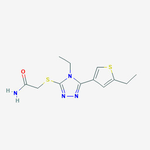 molecular formula C12H16N4OS2 B6004293 2-{[4-ethyl-5-(5-ethyl-3-thienyl)-4H-1,2,4-triazol-3-yl]thio}acetamide 