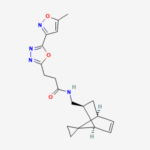 molecular formula C19H22N4O3 B6004300 3-[5-(5-methyl-3-isoxazolyl)-1,3,4-oxadiazol-2-yl]-N-[(1R*,2S*,4S*)-spiro[bicyclo[2.2.1]heptane-7,1'-cyclopropane]-5-en-2-ylmethyl]propanamide 