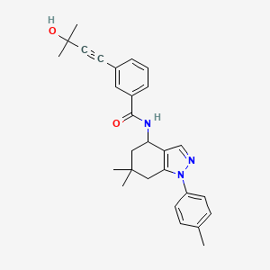 N-[6,6-dimethyl-1-(4-methylphenyl)-4,5,6,7-tetrahydro-1H-indazol-4-yl]-3-(3-hydroxy-3-methyl-1-butyn-1-yl)benzamide