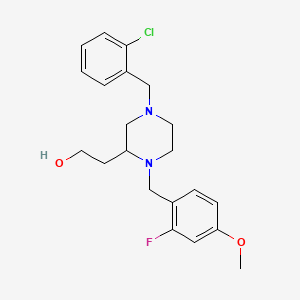 molecular formula C21H26ClFN2O2 B6004362 2-[4-(2-chlorobenzyl)-1-(2-fluoro-4-methoxybenzyl)-2-piperazinyl]ethanol 