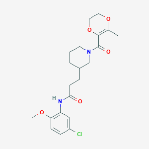 molecular formula C21H27ClN2O5 B6004394 N-(5-chloro-2-methoxyphenyl)-3-{1-[(3-methyl-5,6-dihydro-1,4-dioxin-2-yl)carbonyl]-3-piperidinyl}propanamide 