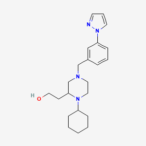 molecular formula C22H32N4O B6004448 2-{1-cyclohexyl-4-[3-(1H-pyrazol-1-yl)benzyl]-2-piperazinyl}ethanol 