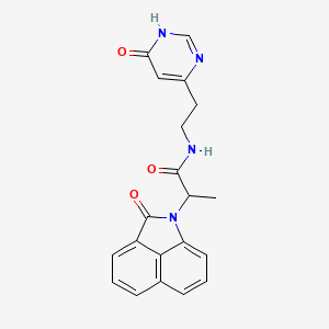 molecular formula C20H18N4O3 B6004470 2-(2-oxobenzo[cd]indol-1(2H)-yl)-N-[2-(6-oxo-1,6-dihydropyrimidin-4-yl)ethyl]propanamide 