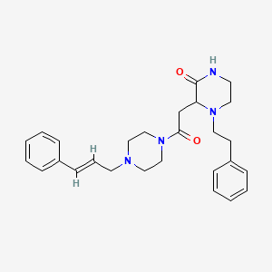 molecular formula C27H34N4O2 B6004482 3-(2-oxo-2-{4-[(2E)-3-phenyl-2-propen-1-yl]-1-piperazinyl}ethyl)-4-(2-phenylethyl)-2-piperazinone 