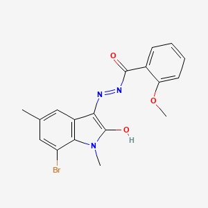 molecular formula C18H16BrN3O3 B6004533 N'-(7-bromo-1,5-dimethyl-2-oxo-1,2-dihydro-3H-indol-3-ylidene)-2-methoxybenzohydrazide 