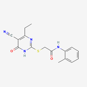 molecular formula C16H16N4O2S B6004575 2-[(5-cyano-4-ethyl-6-oxo-1,6-dihydro-2-pyrimidinyl)thio]-N-(2-methylphenyl)acetamide 