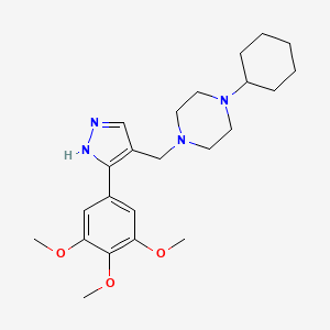 molecular formula C23H34N4O3 B6004608 1-cyclohexyl-4-{[3-(3,4,5-trimethoxyphenyl)-1H-pyrazol-4-yl]methyl}piperazine 