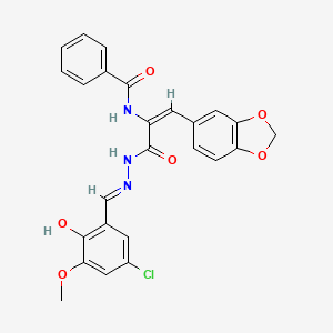 molecular formula C25H20ClN3O6 B6004610 N-(2-(1,3-benzodioxol-5-yl)-1-{[2-(5-chloro-2-hydroxy-3-methoxybenzylidene)hydrazino]carbonyl}vinyl)benzamide 