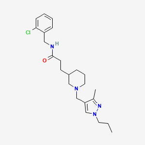 molecular formula C23H33ClN4O B6004622 N-(2-chlorobenzyl)-3-{1-[(3-methyl-1-propyl-1H-pyrazol-4-yl)methyl]-3-piperidinyl}propanamide 
