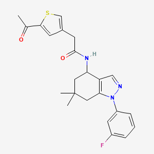 molecular formula C23H24FN3O2S B6004686 2-(5-acetyl-3-thienyl)-N-[1-(3-fluorophenyl)-6,6-dimethyl-4,5,6,7-tetrahydro-1H-indazol-4-yl]acetamide 