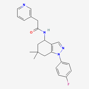 molecular formula C22H23FN4O B6004688 N-[1-(4-fluorophenyl)-6,6-dimethyl-4,5,6,7-tetrahydro-1H-indazol-4-yl]-2-(3-pyridinyl)acetamide 