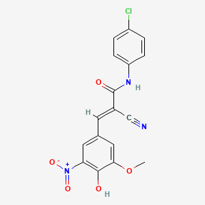 molecular formula C17H12ClN3O5 B6004696 N-(4-chlorophenyl)-2-cyano-3-(4-hydroxy-3-methoxy-5-nitrophenyl)acrylamide 