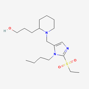 molecular formula C18H33N3O3S B6004701 3-(1-{[1-butyl-2-(ethylsulfonyl)-1H-imidazol-5-yl]methyl}-2-piperidinyl)-1-propanol 