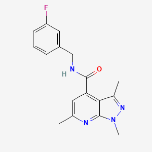 molecular formula C17H17FN4O B6004725 N-(3-fluorobenzyl)-1,3,6-trimethyl-1H-pyrazolo[3,4-b]pyridine-4-carboxamide 