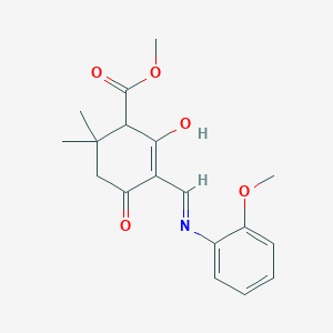 molecular formula C18H21NO5 B6004754 methyl 5-{[(2-methoxyphenyl)amino]methylene}-2,2-dimethyl-4,6-dioxocyclohexanecarboxylate 