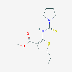 molecular formula C13H18N2O2S2 B6004759 methyl 5-ethyl-2-[(1-pyrrolidinylcarbonothioyl)amino]-3-thiophenecarboxylate 