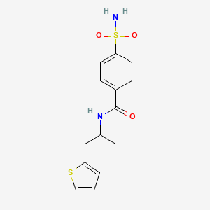 molecular formula C14H16N2O3S2 B6004772 4-(aminosulfonyl)-N-[1-methyl-2-(2-thienyl)ethyl]benzamide 
