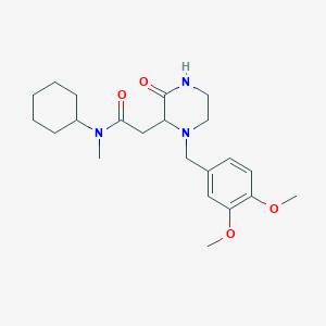 molecular formula C22H33N3O4 B6004802 N-cyclohexyl-2-[1-(3,4-dimethoxybenzyl)-3-oxo-2-piperazinyl]-N-methylacetamide 