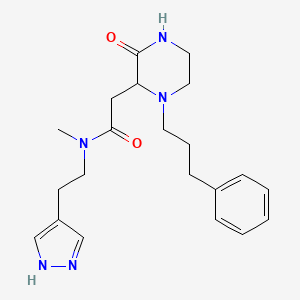molecular formula C21H29N5O2 B6004821 N-methyl-2-[3-oxo-1-(3-phenylpropyl)-2-piperazinyl]-N-[2-(1H-pyrazol-4-yl)ethyl]acetamide 