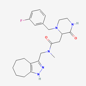 molecular formula C23H30FN5O2 B6004837 2-[1-(3-fluorobenzyl)-3-oxo-2-piperazinyl]-N-(1,4,5,6,7,8-hexahydrocyclohepta[c]pyrazol-3-ylmethyl)-N-methylacetamide 