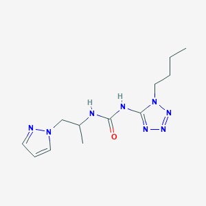molecular formula C12H20N8O B6004844 N-(1-butyl-1H-tetrazol-5-yl)-N'-[1-methyl-2-(1H-pyrazol-1-yl)ethyl]urea 