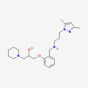 molecular formula C23H36N4O2 B6004852 1-[2-({[3-(3,5-dimethyl-1H-pyrazol-1-yl)propyl]amino}methyl)phenoxy]-3-(1-piperidinyl)-2-propanol 