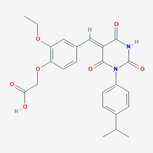 molecular formula C24H24N2O7 B6004871 (2-ethoxy-4-{[1-(4-isopropylphenyl)-2,4,6-trioxotetrahydro-5(2H)-pyrimidinylidene]methyl}phenoxy)acetic acid 