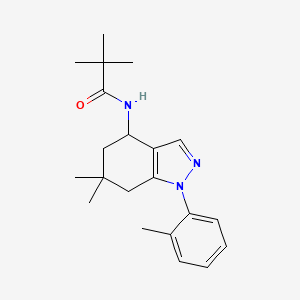 molecular formula C21H29N3O B6004873 N-[6,6-dimethyl-1-(2-methylphenyl)-4,5,6,7-tetrahydro-1H-indazol-4-yl]-2,2-dimethylpropanamide 