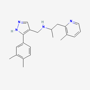 molecular formula C21H26N4 B6004928 N-{[3-(3,4-dimethylphenyl)-1H-pyrazol-4-yl]methyl}-1-(3-methyl-2-pyridinyl)-2-propanamine 