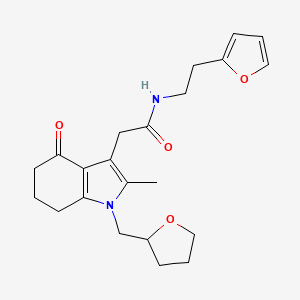 molecular formula C22H28N2O4 B6004940 N-[2-(2-furyl)ethyl]-2-[2-methyl-4-oxo-1-(tetrahydro-2-furanylmethyl)-4,5,6,7-tetrahydro-1H-indol-3-yl]acetamide 