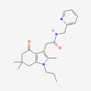 molecular formula C22H29N3O2 B6004962 N-(2-pyridinylmethyl)-2-(2,6,6-trimethyl-4-oxo-1-propyl-4,5,6,7-tetrahydro-1H-indol-3-yl)acetamide 