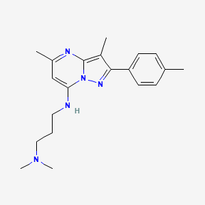 molecular formula C20H27N5 B6004975 N'-[3,5-dimethyl-2-(4-methylphenyl)pyrazolo[1,5-a]pyrimidin-7-yl]-N,N-dimethyl-1,3-propanediamine 