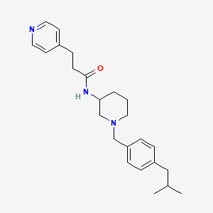molecular formula C24H33N3O B6005022 N-[1-(4-isobutylbenzyl)-3-piperidinyl]-3-(4-pyridinyl)propanamide 