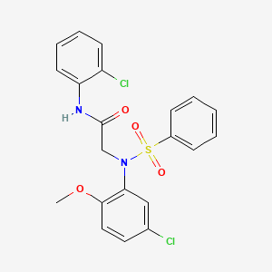 molecular formula C21H18Cl2N2O4S B6005056 N~2~-(5-chloro-2-methoxyphenyl)-N~1~-(2-chlorophenyl)-N~2~-(phenylsulfonyl)glycinamide 