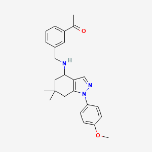 molecular formula C25H29N3O2 B6005077 1-[3-({[1-(4-methoxyphenyl)-6,6-dimethyl-4,5,6,7-tetrahydro-1H-indazol-4-yl]amino}methyl)phenyl]ethanone 